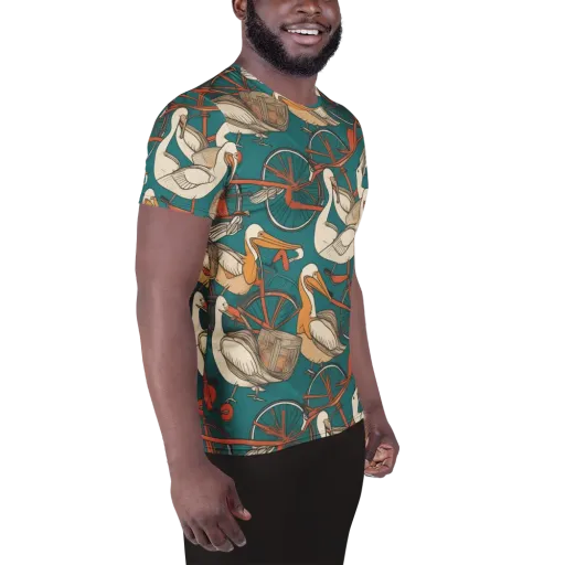 Teal Migration on a Men's Athletic T-Shirt