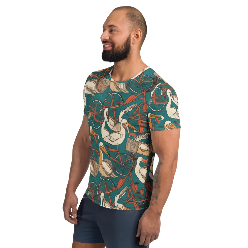 Teal Migration on Men's Athletic T-Shirt — Left