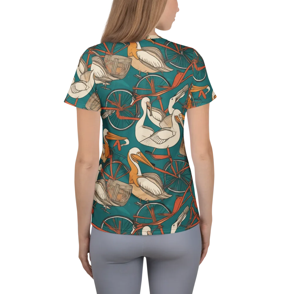 Teal Migration on Women's Athletic T-Shirt — Back