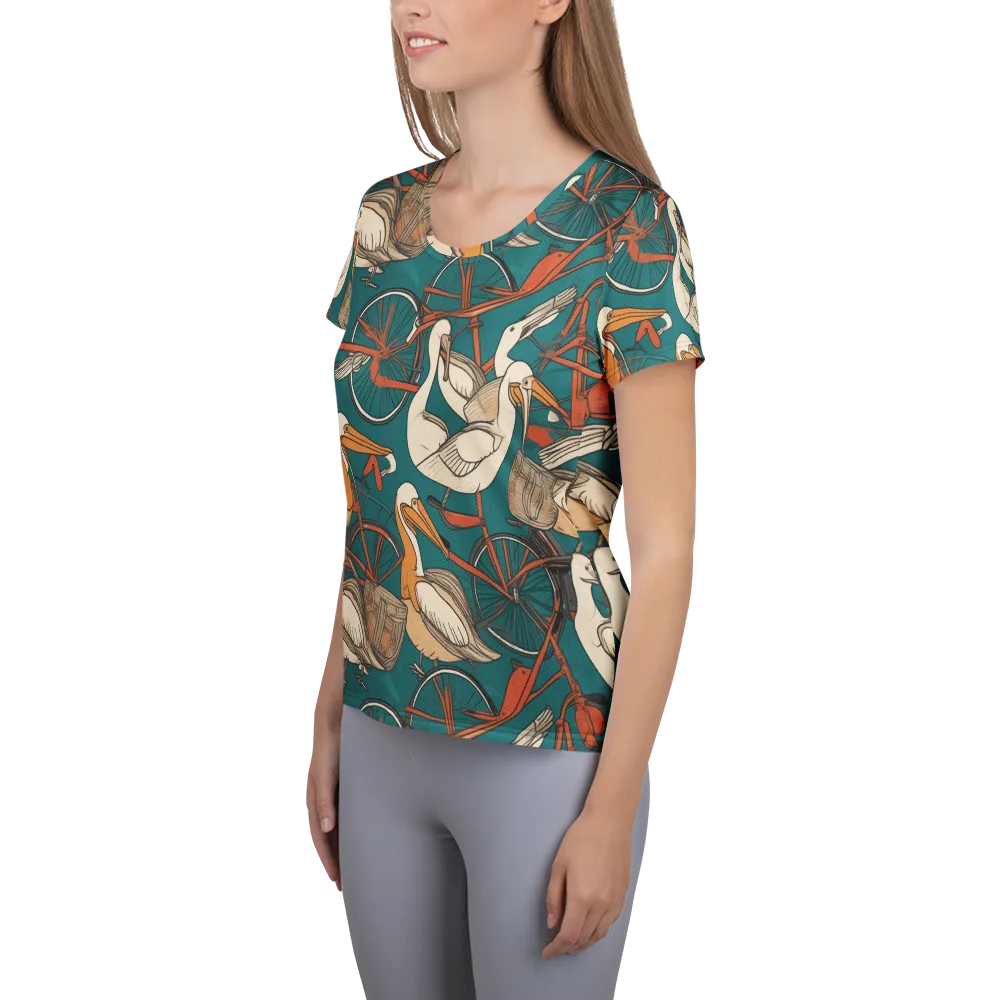 Teal Migration on Women's Athletic T-Shirt — Left