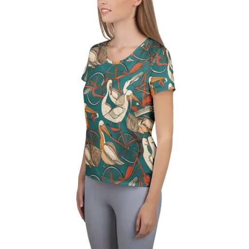 Teal Migration on a Women's Athletic T-Shirt