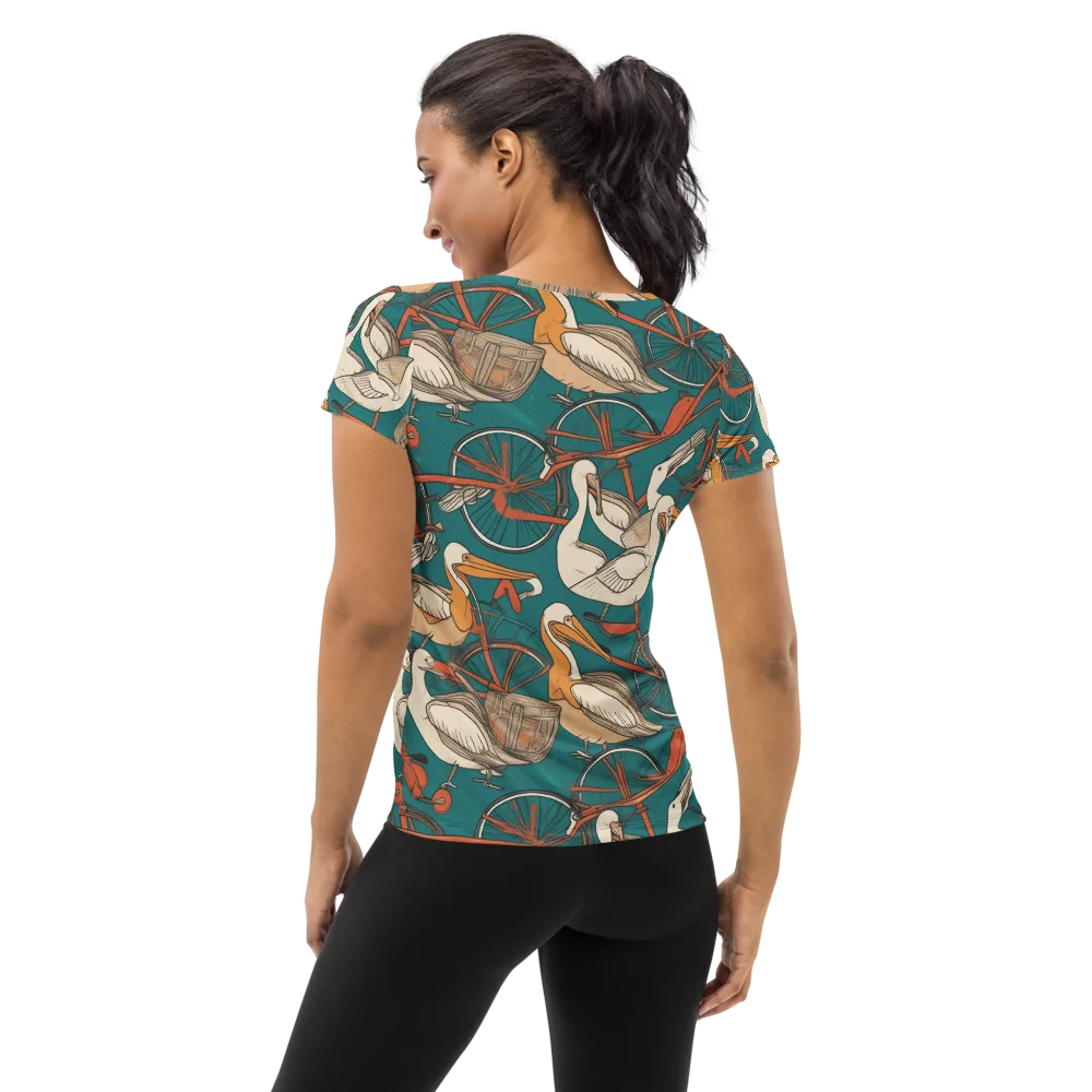 Teal Migration on Women's Athletic T-Shirt — Back