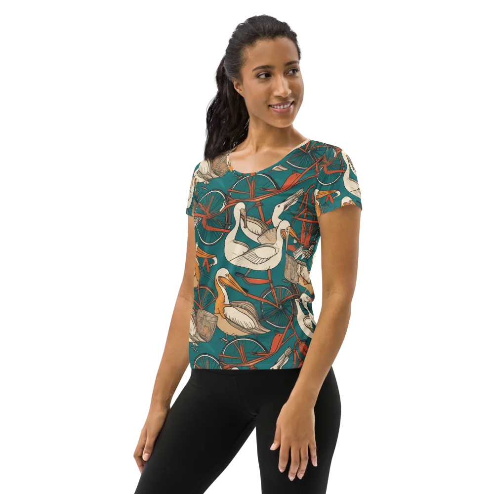 Teal Migration on Women's Athletic T-Shirt — Left