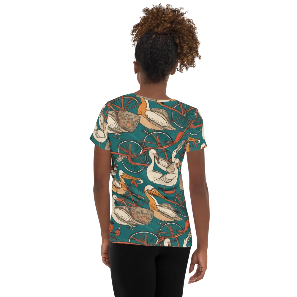 Teal Migration on Women's Athletic T-Shirt — Back