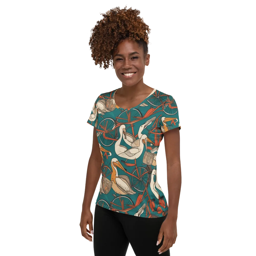 Teal Migration on Women's Athletic T-Shirt — Left