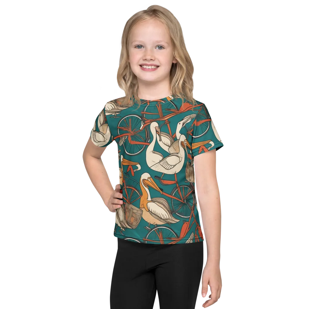 Teal Migration on Kids Crew Neck T-Shirt — Front