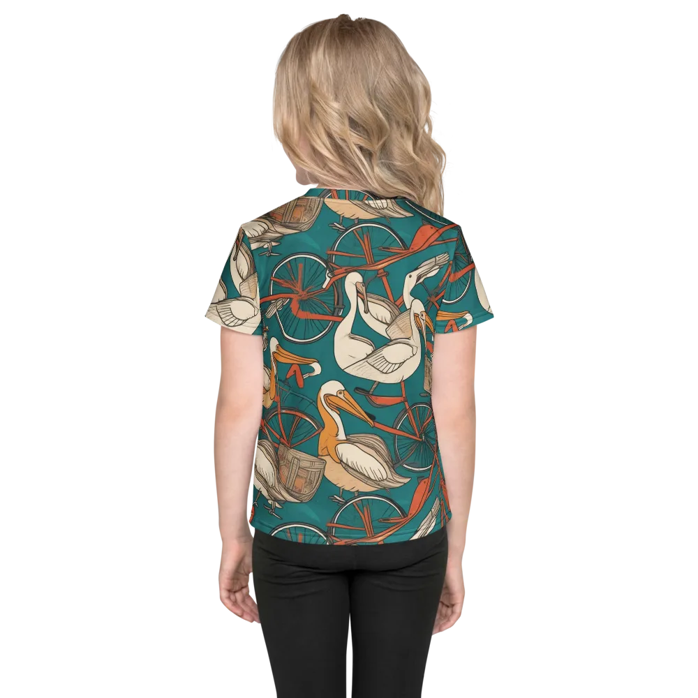 Teal Migration on Kids Crew Neck T-Shirt — Back