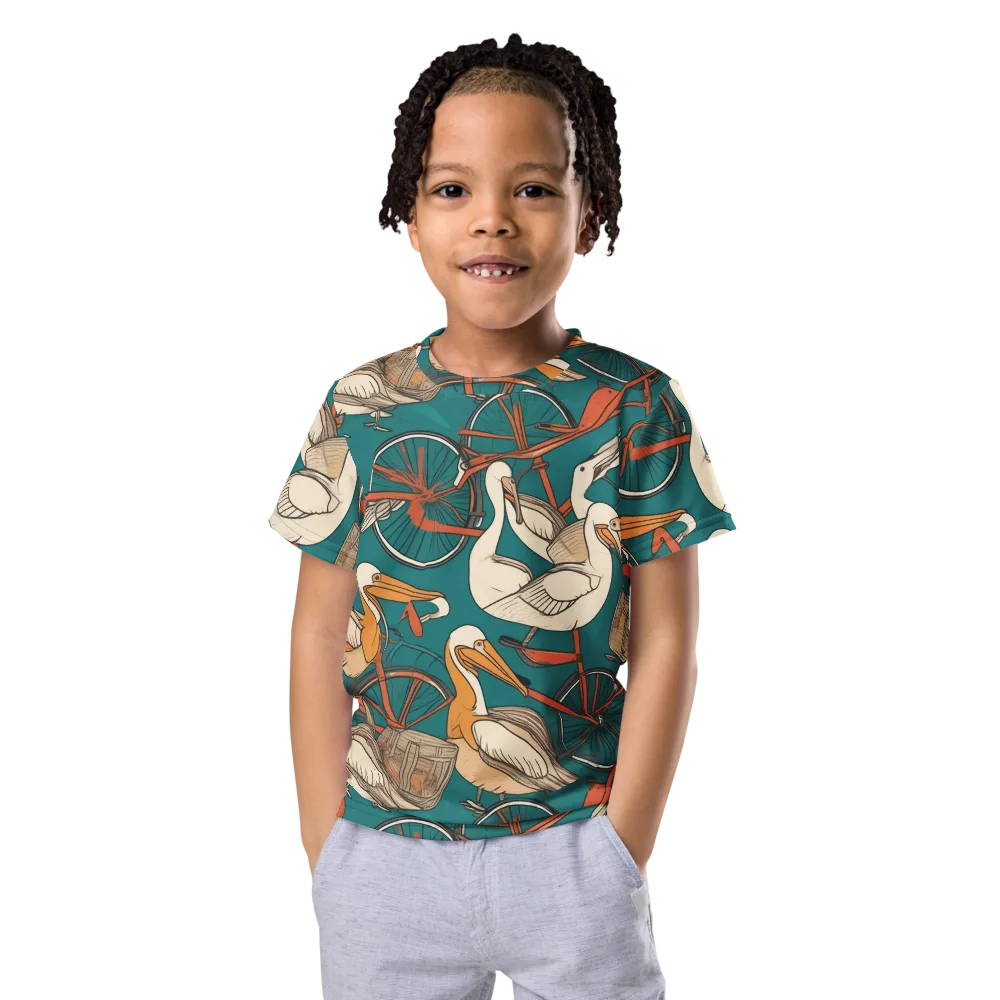 Teal Migration on Kids Crew Neck T-Shirt — Front