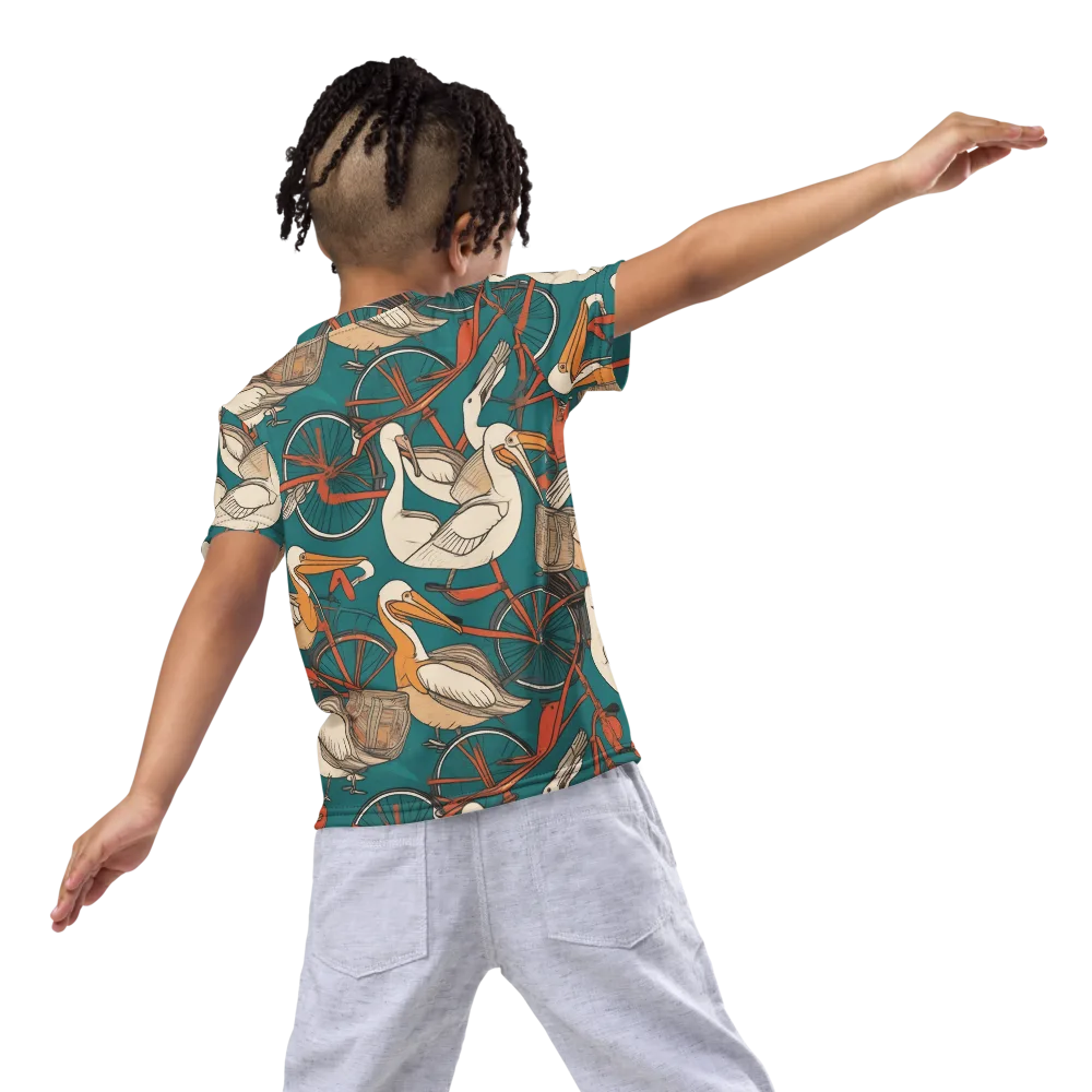 Teal Migration on Kids Crew Neck T-Shirt — Back