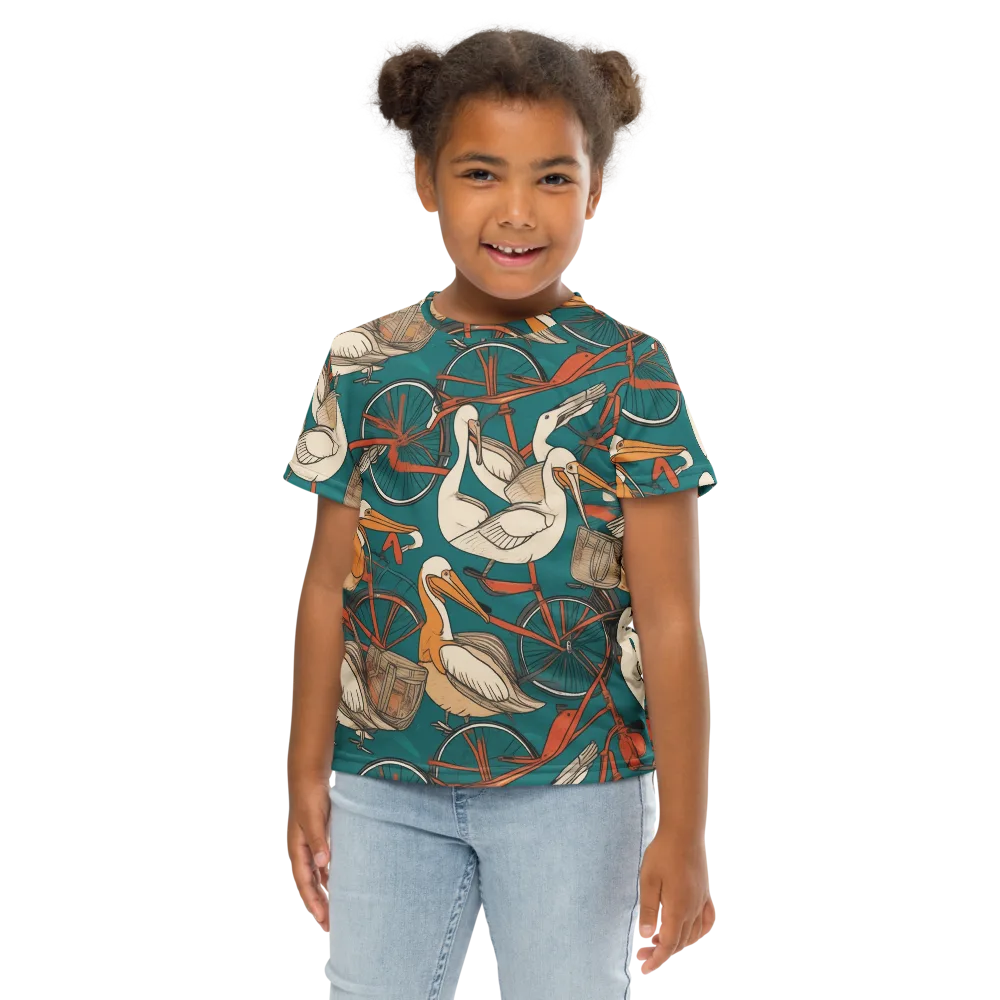 Teal Migration on Kids Crew Neck T-Shirt — Front