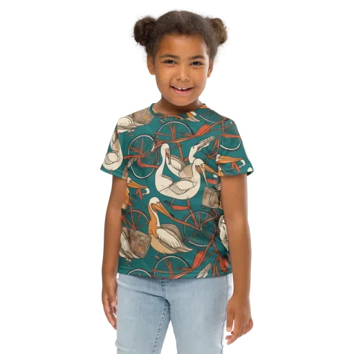 Teal Migration on a Kids Crew Neck T-Shirt