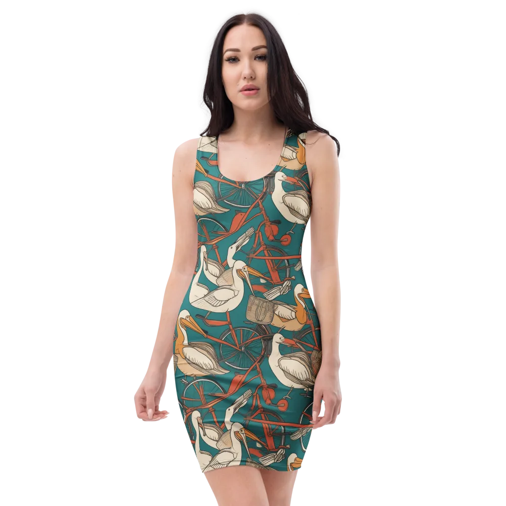 Teal Migration on Bodycon Dress — Front