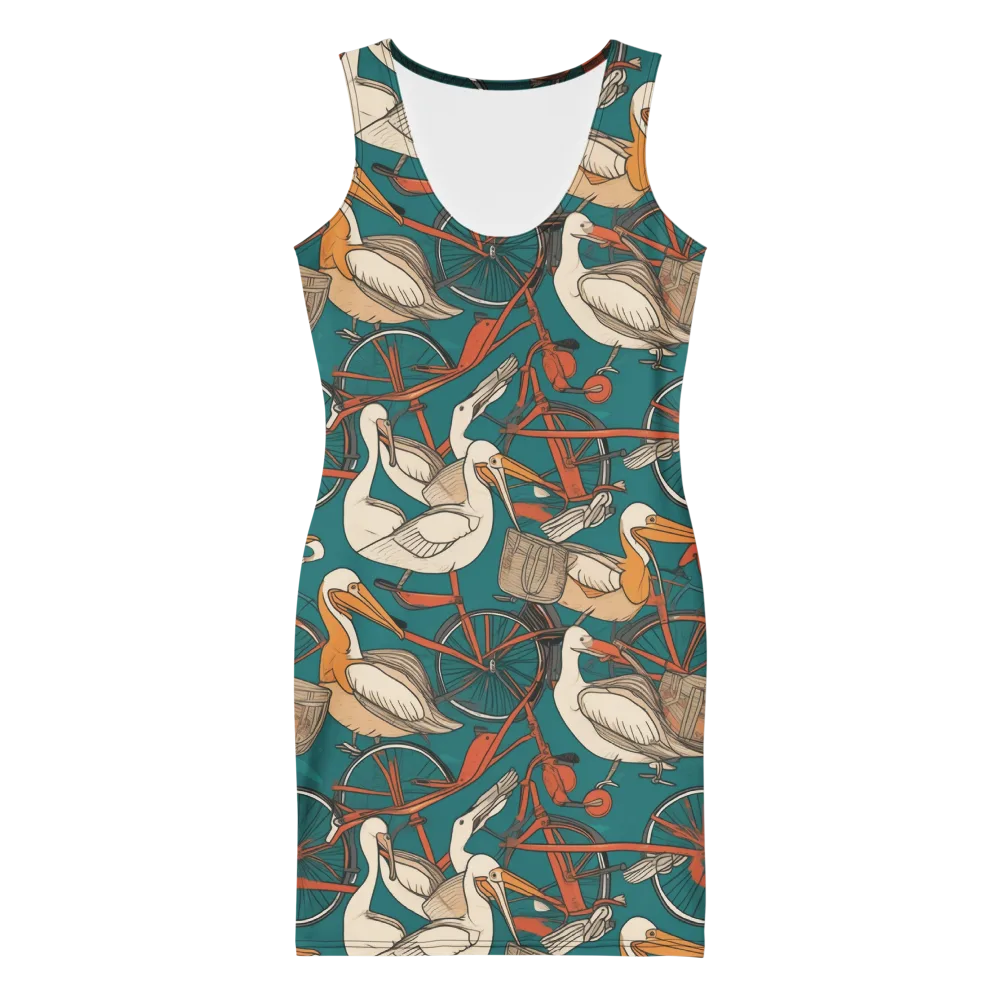 Teal Migration on Bodycon Dress — Front