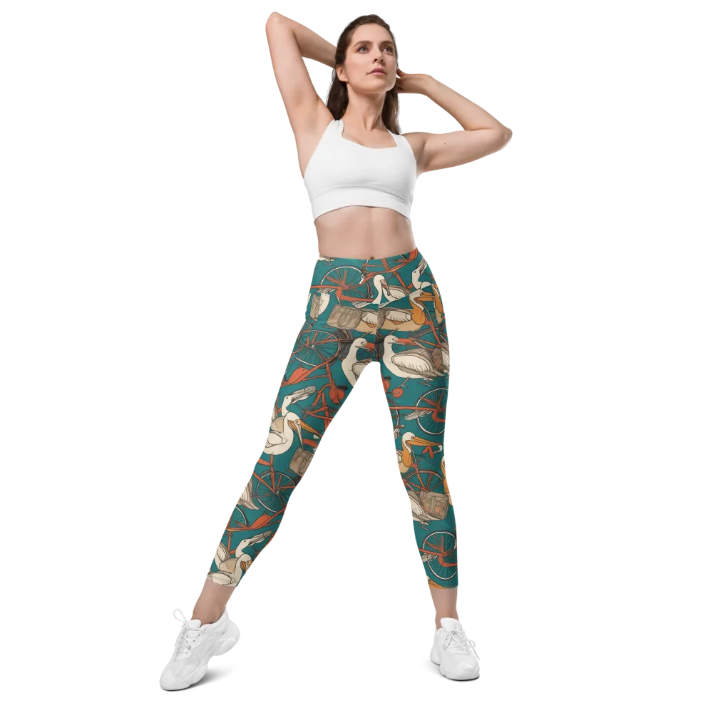 Teal Migration on Leggings with Pockets — Front