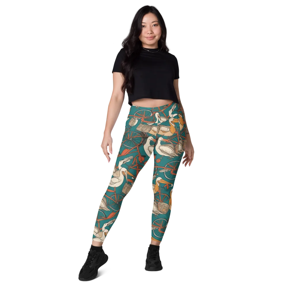Teal Migration on Leggings with Pockets — Front