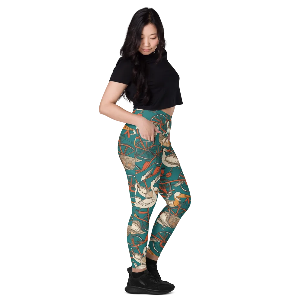 Teal Migration on Leggings with Pockets — Right