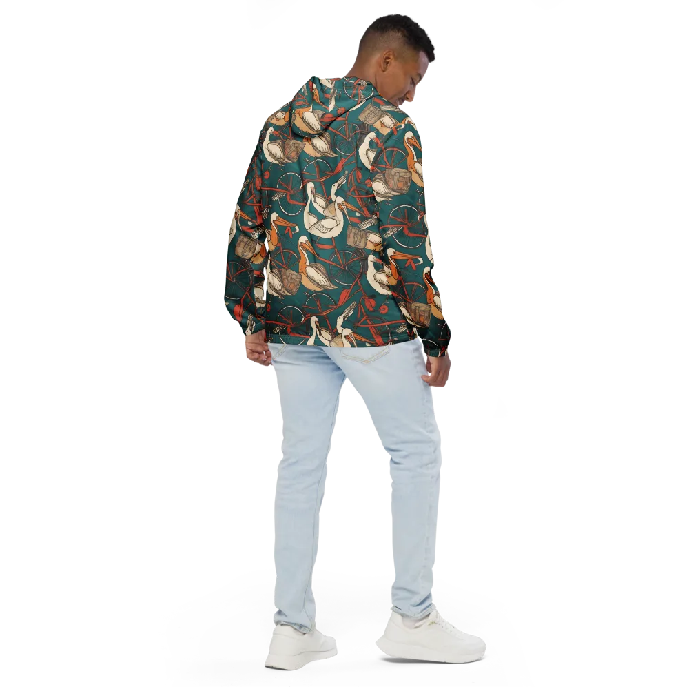 Teal Migration on Men's Windbreaker — Back