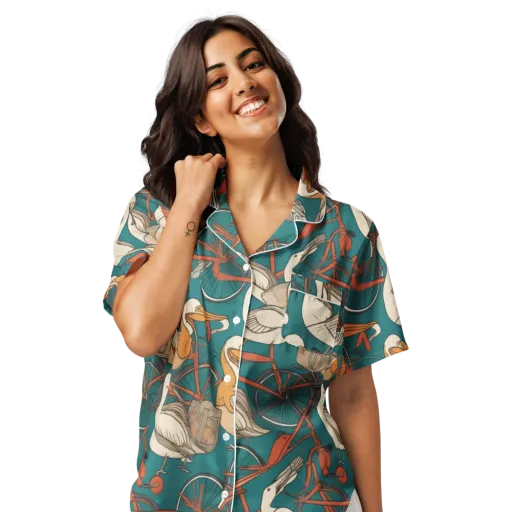 Teal Migration on a Women's Short Sleeve Pajama Top