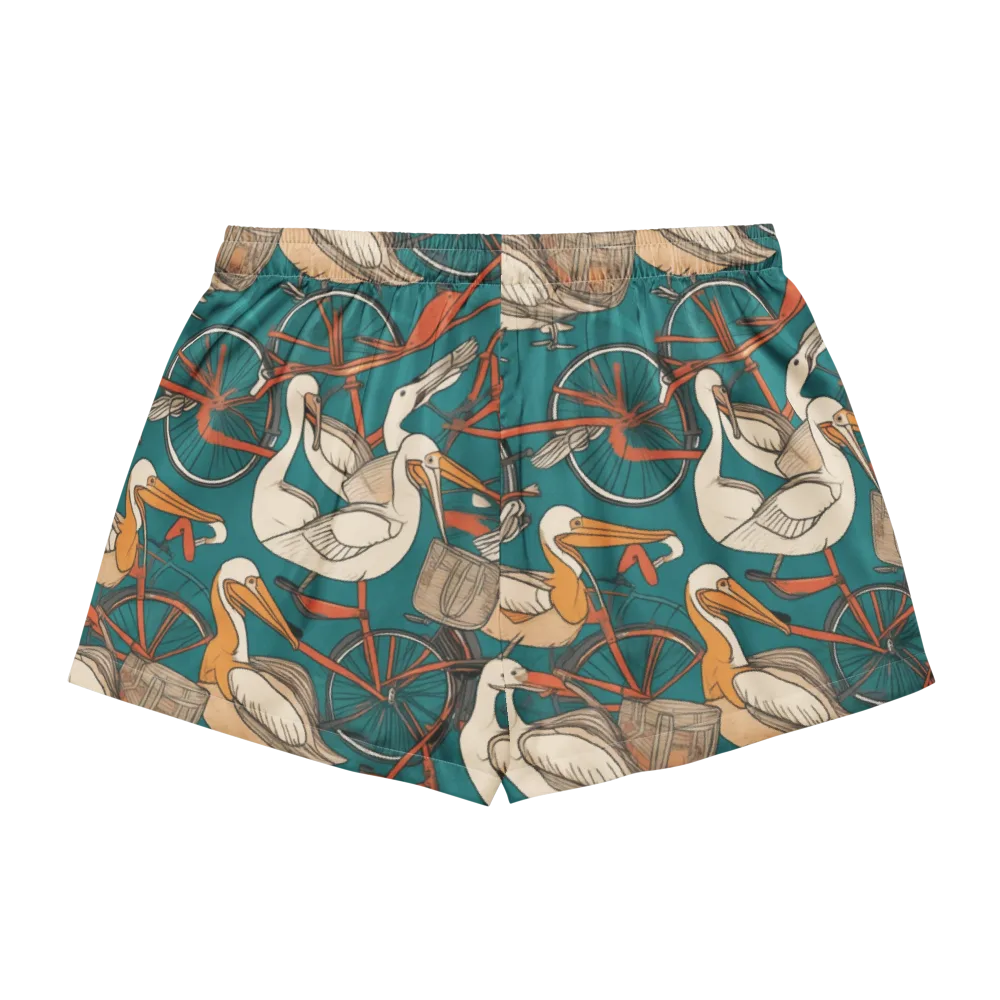 Teal Migration on Women's Pajama Shorts — Back