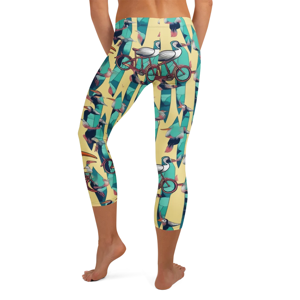Teal Wings on Capri Leggings — Back