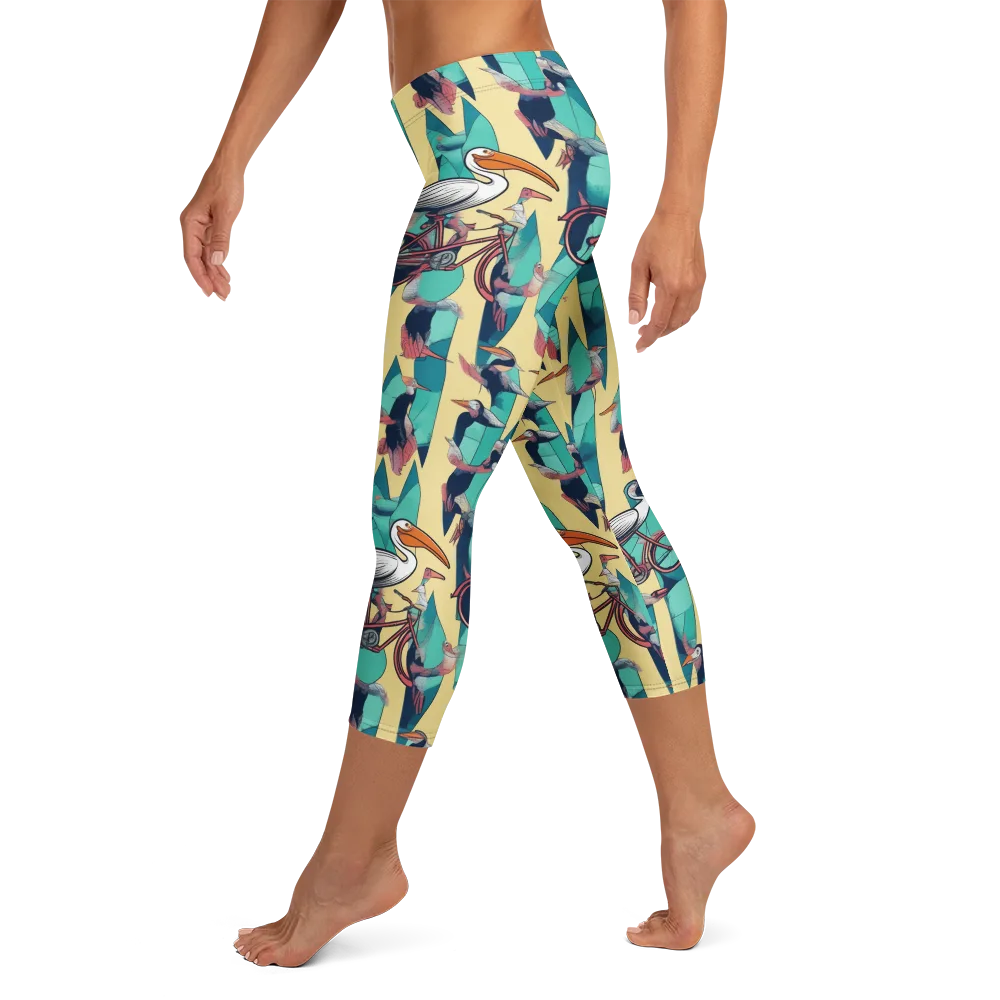 Teal Wings on Capri Leggings — Left