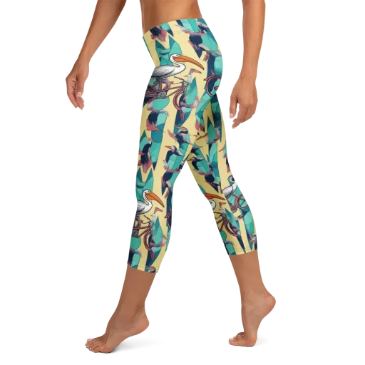 Teal Wings on a Capri Leggings