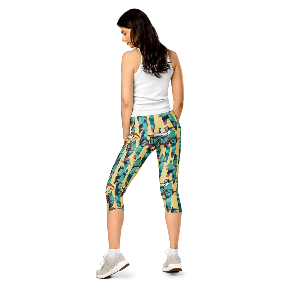 Teal Wings on Capri Leggings — Back