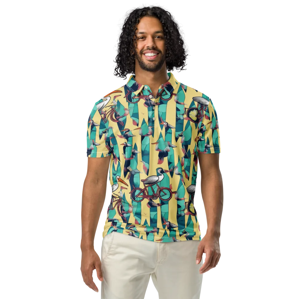 Teal Wings on Men's Slim Fit Polo Shirt — Front