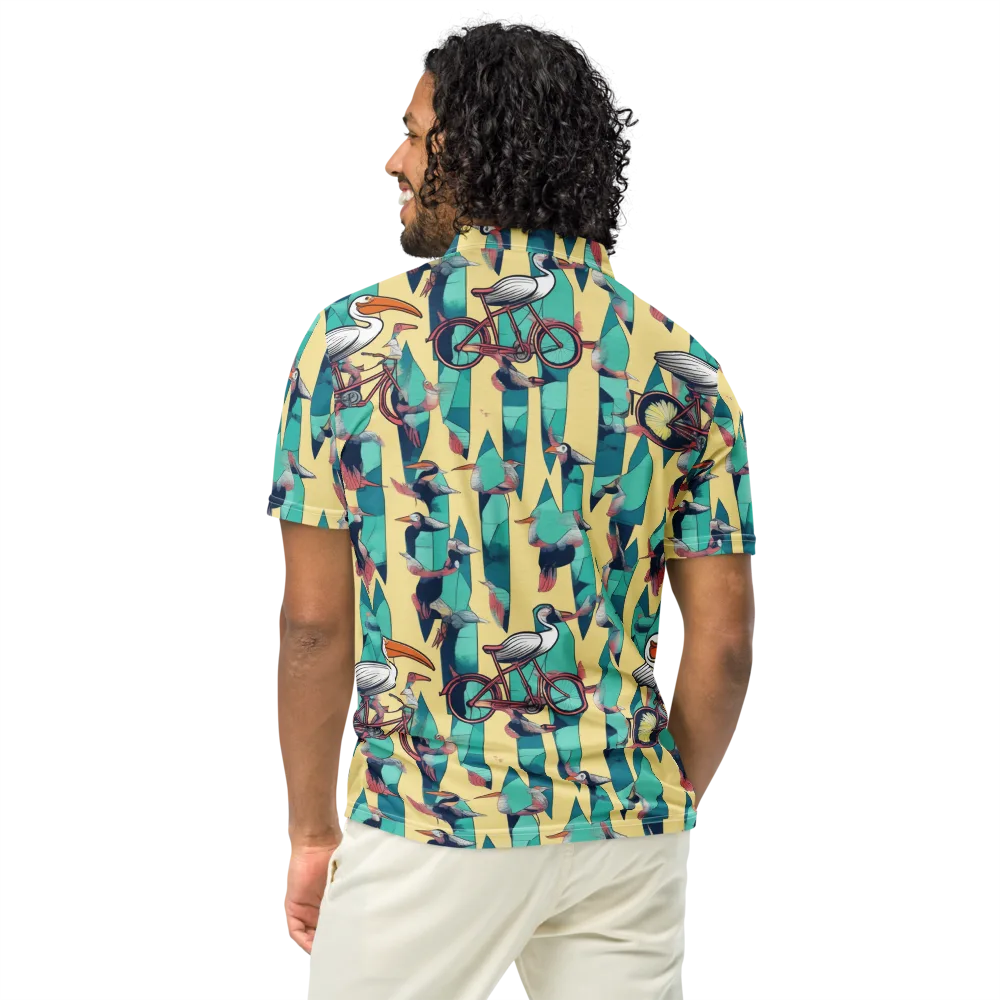 Teal Wings on Men's Slim Fit Polo Shirt — Back