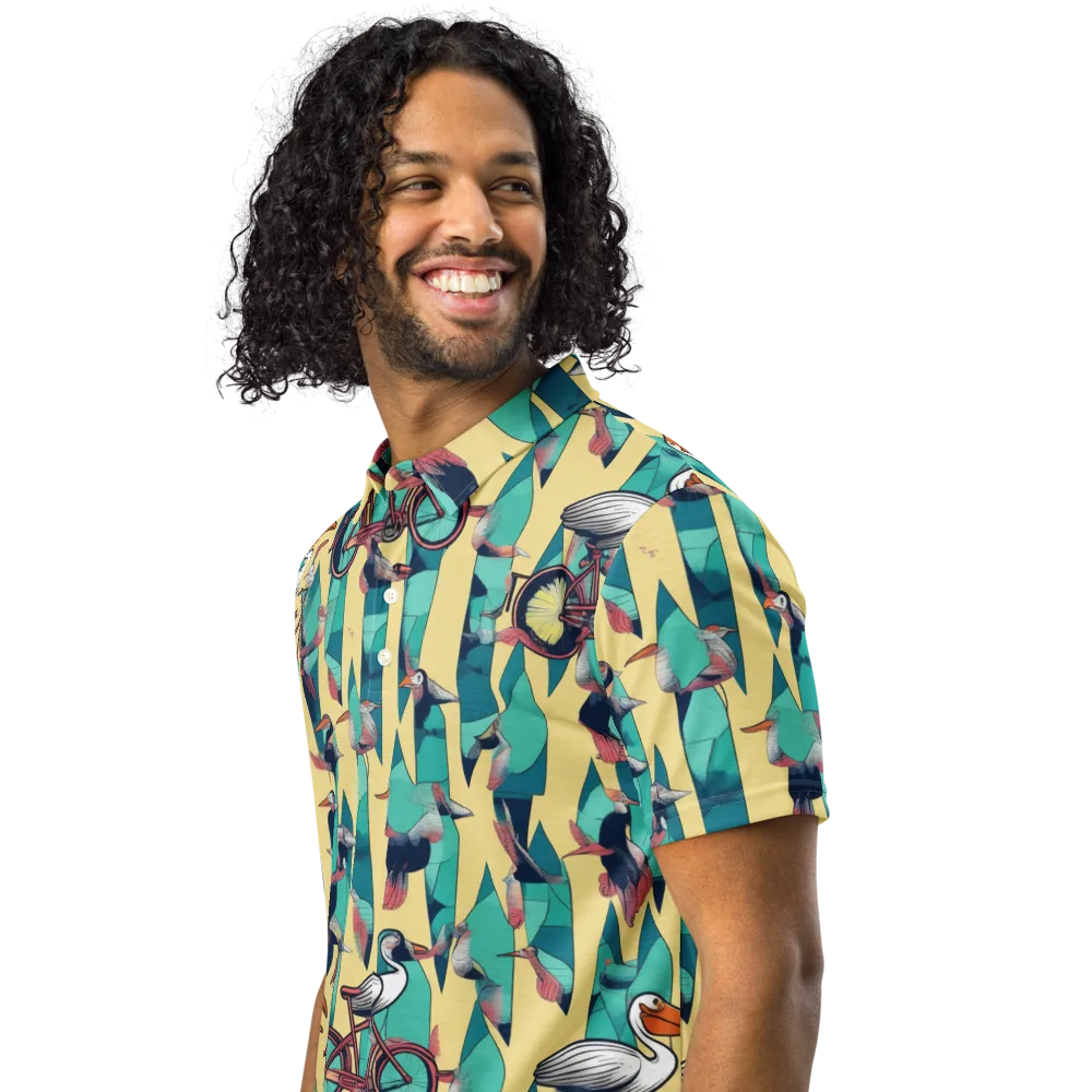 Teal Wings on Men's Slim Fit Polo Shirt — Left Front