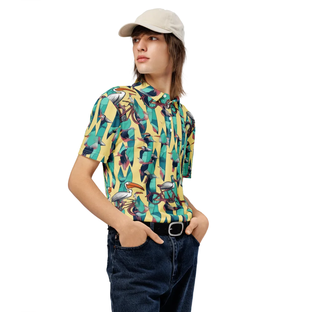 Teal Wings on Men's Slim Fit Polo Shirt — Right Front