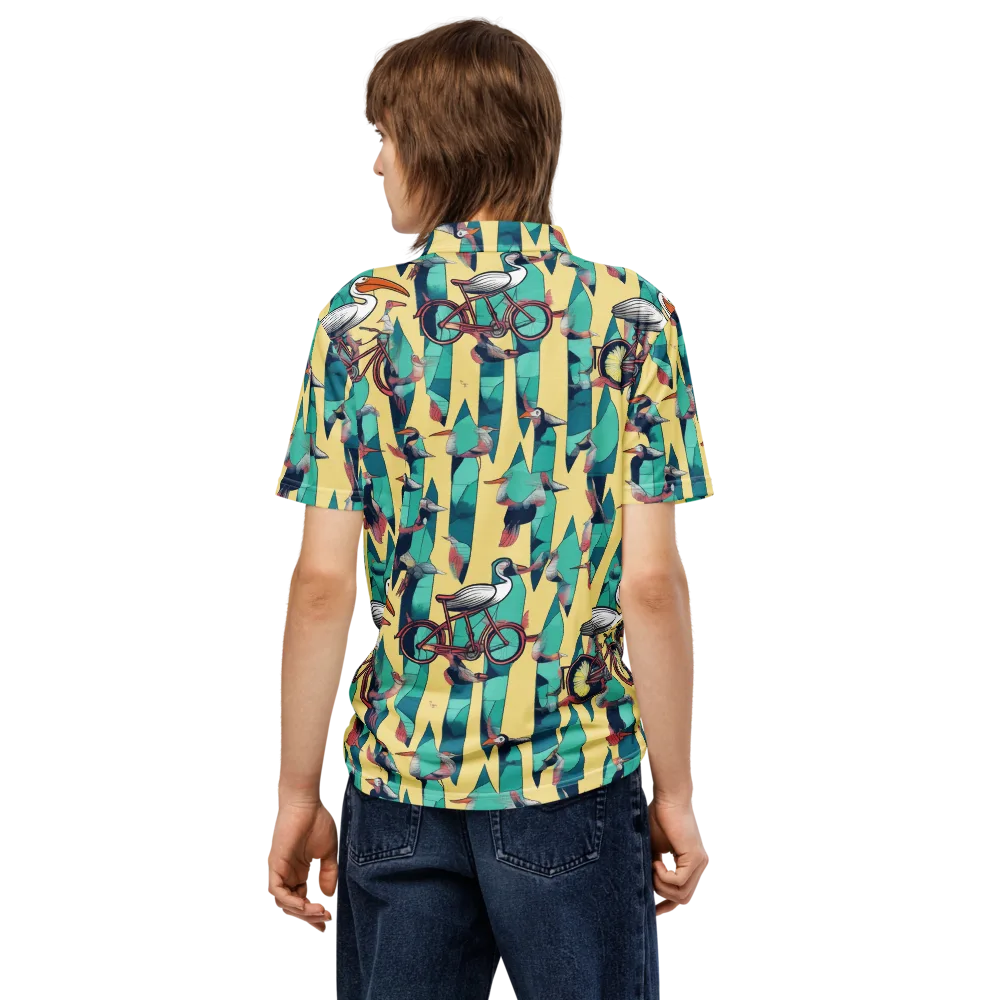 Teal Wings on Men's Slim Fit Polo Shirt — Back
