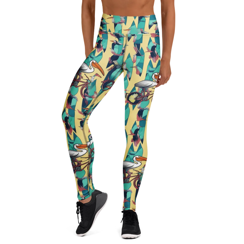 Teal Wings on Yoga Leggings — Front