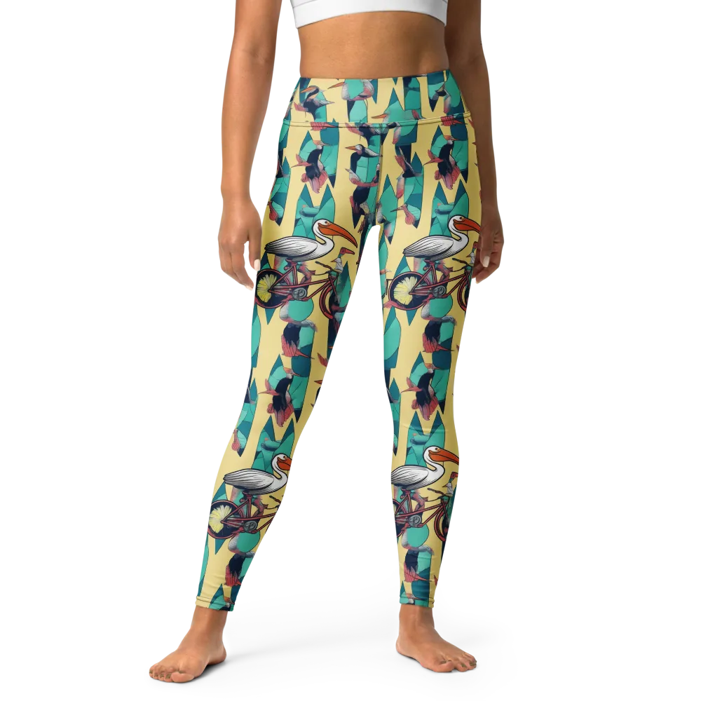 Teal Wings on Yoga Leggings — Front