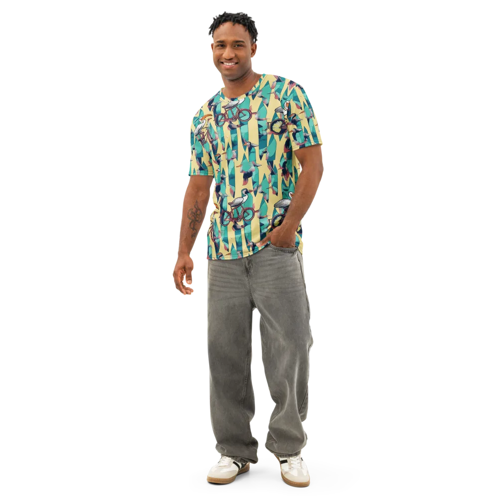 Teal Wings on Men's Cotton Crew Neck T-Shirt — Front