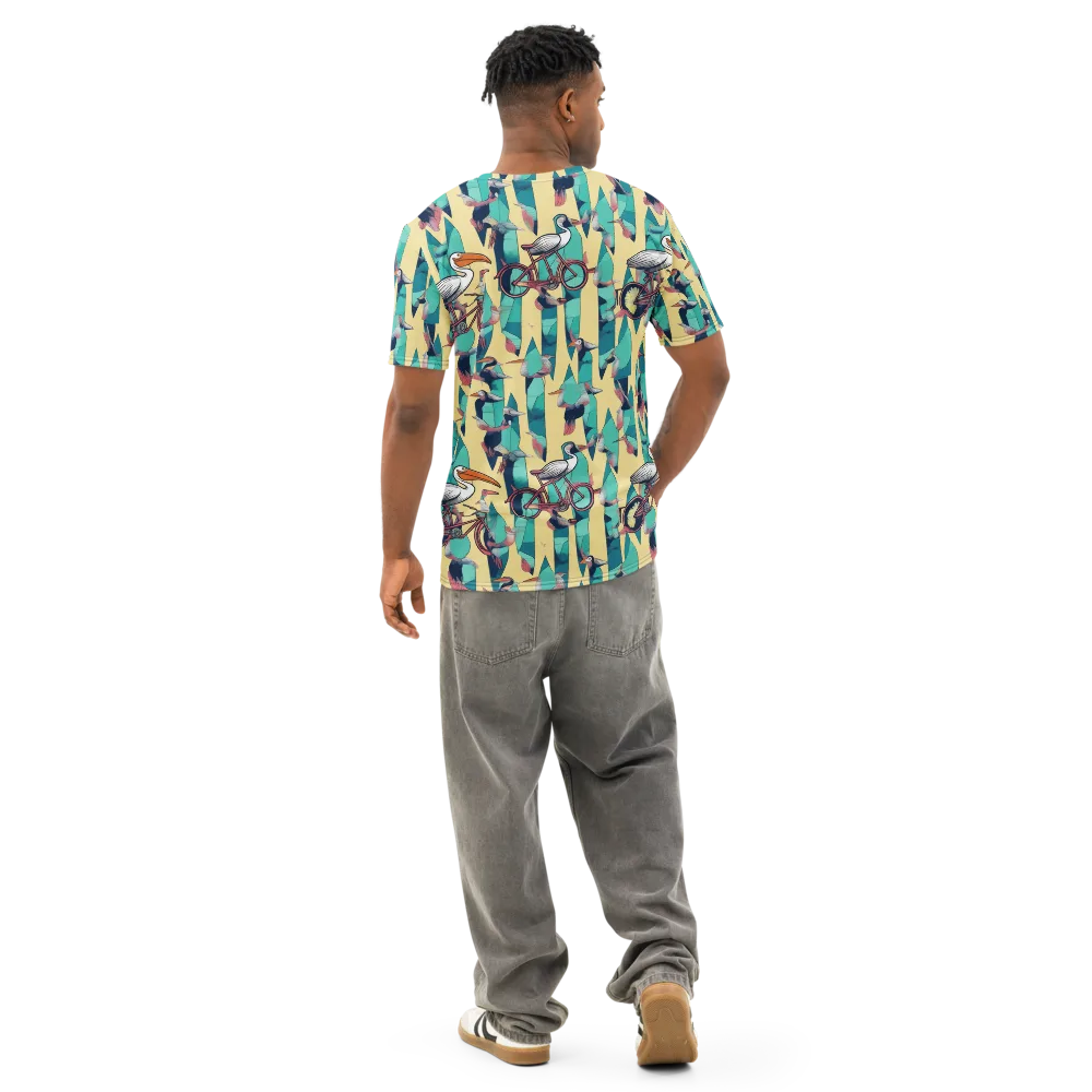 Teal Wings on Men's Cotton Crew Neck T-Shirt — Back