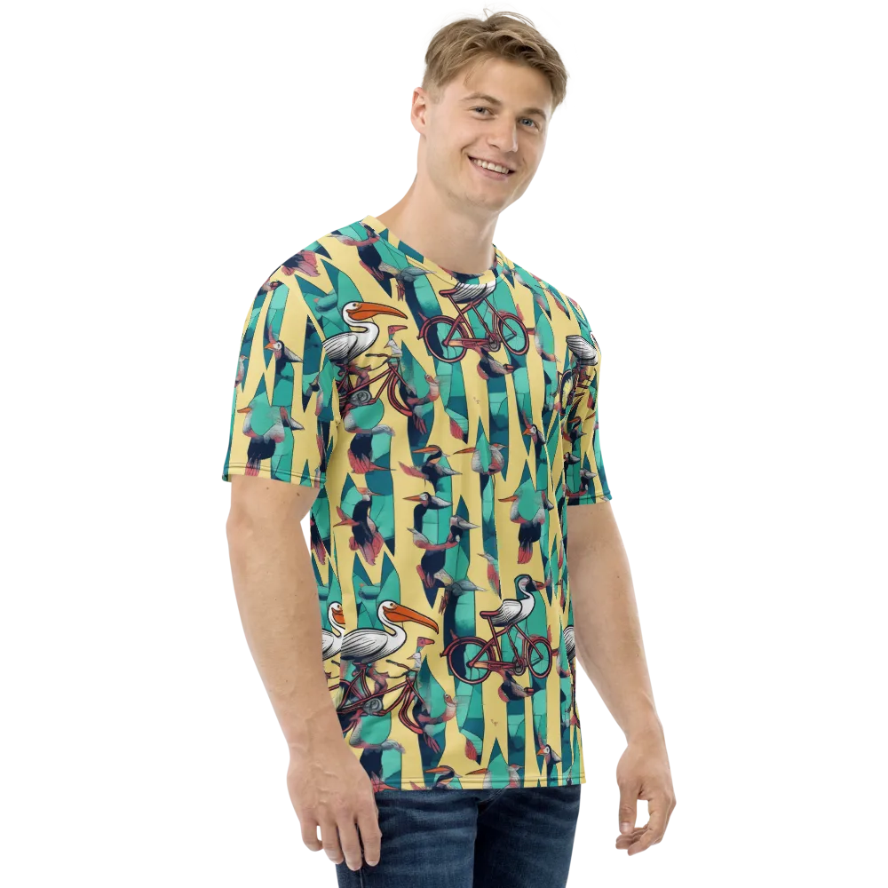 Teal Wings on Men's Crew Neck T-Shirt — Right