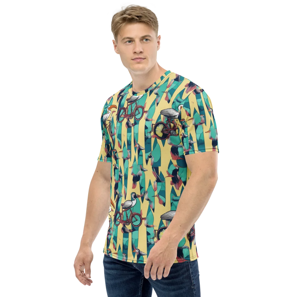 Teal Wings on Men's Crew Neck T-Shirt — Left