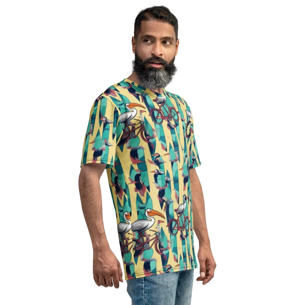 Teal Wings on Men's Crew Neck T-Shirt — Right