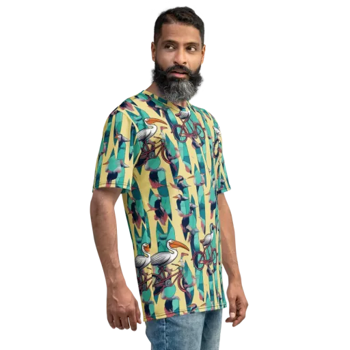 Teal Wings on a Men's Crew Neck T-Shirt