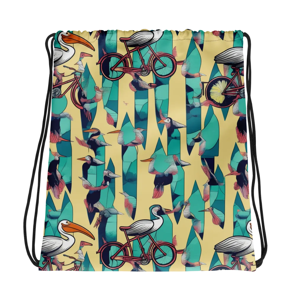 Teal Wings on Drawstring Bag — Photo