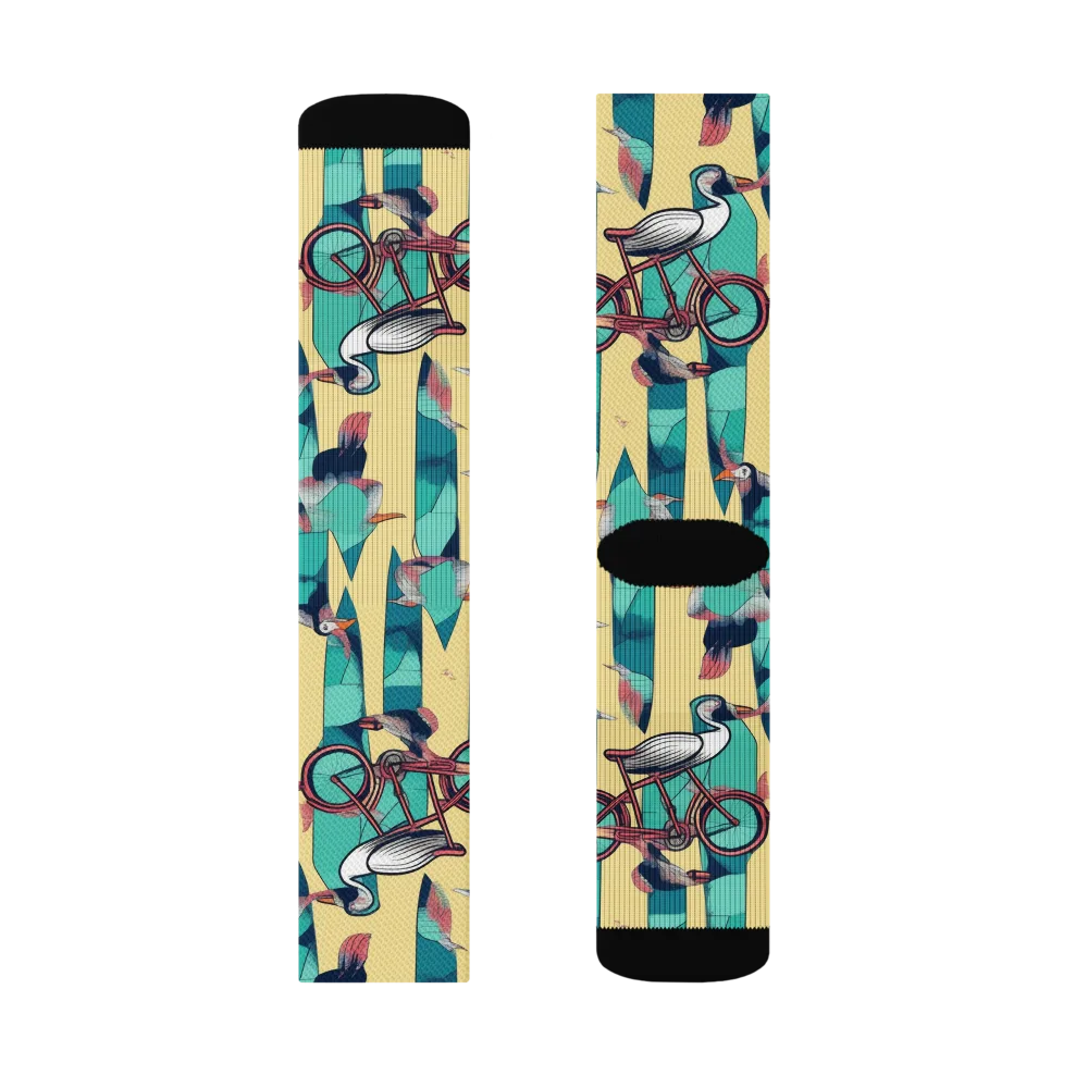 Teal Wings on Socks — Left Sock
