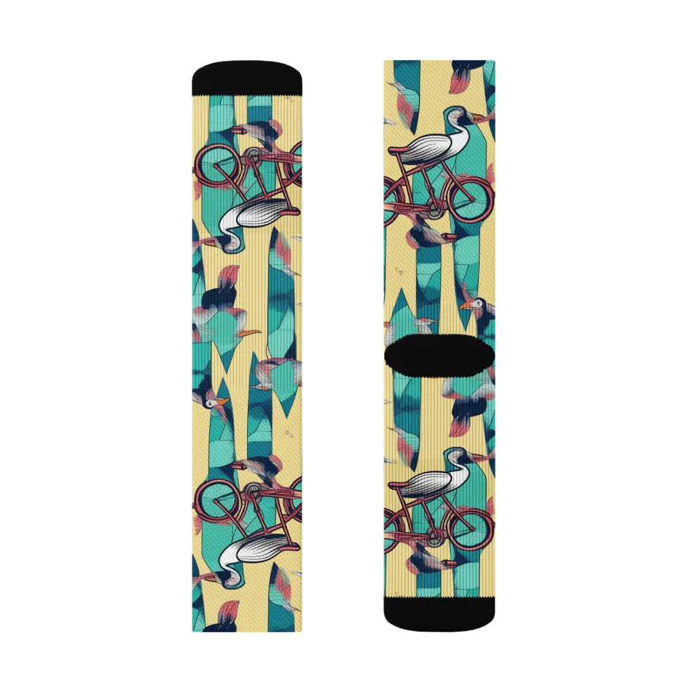 Teal Wings on Socks — Right Sock