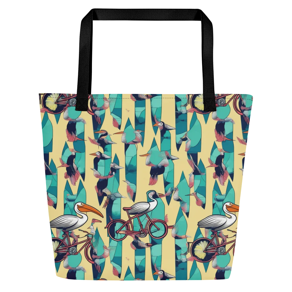 Teal Wings on Large Tote Bag W/ Pocket — Front