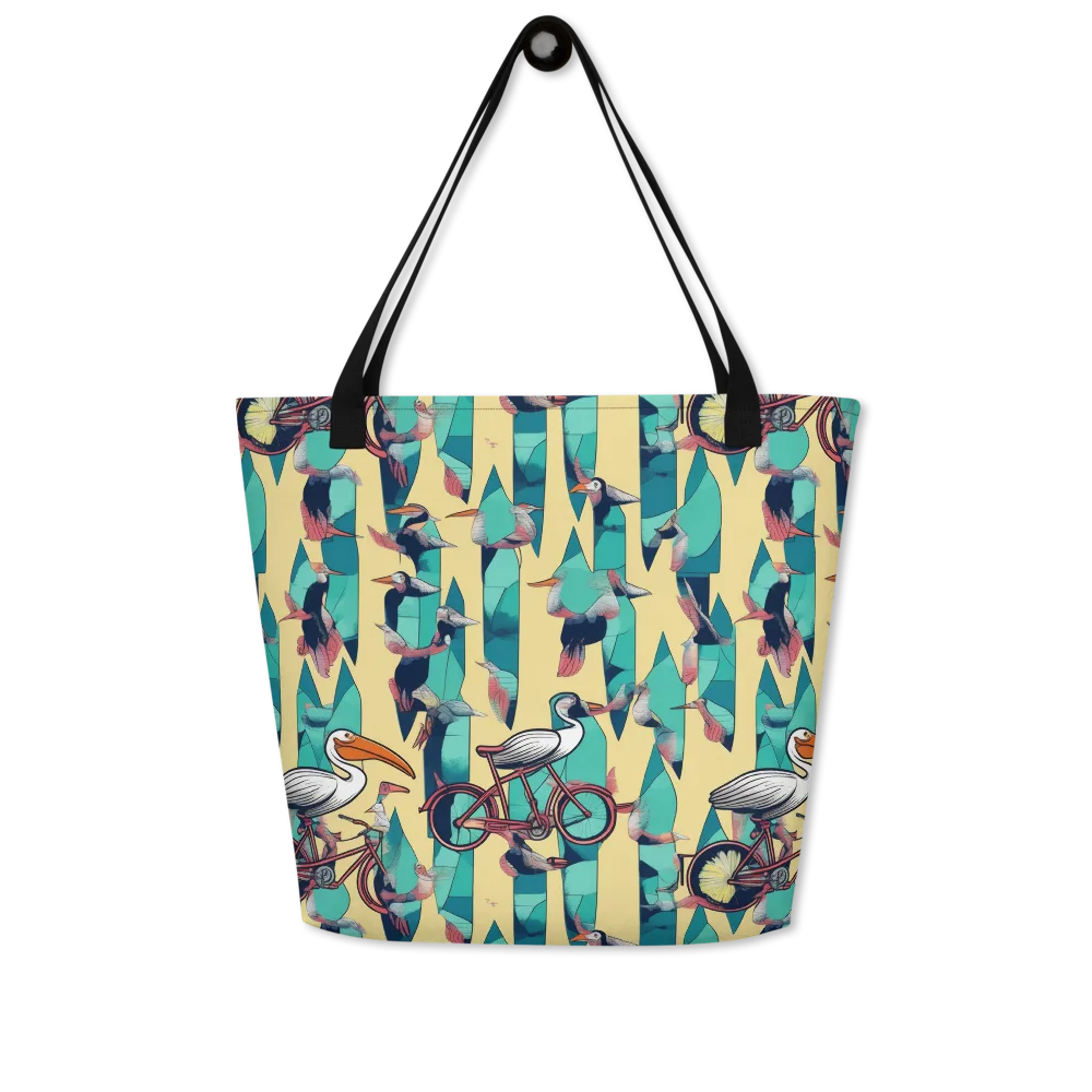 Teal Wings on Large Tote Bag W/ Pocket — Front