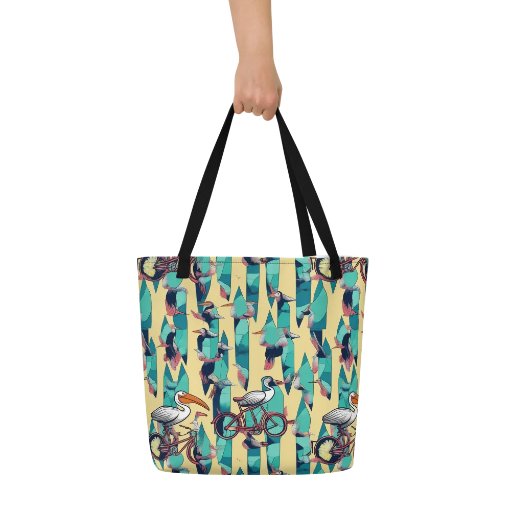 Teal Wings on Large Tote Bag W/ Pocket — Front