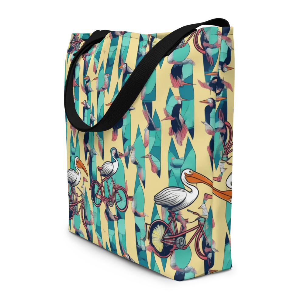 Teal Wings on Large Tote Bag W/ Pocket — Front