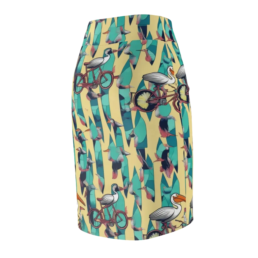 Teal Wings on Pencil Skirt — Back Side
