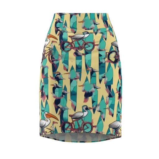 Teal Wings on a Pencil Skirt