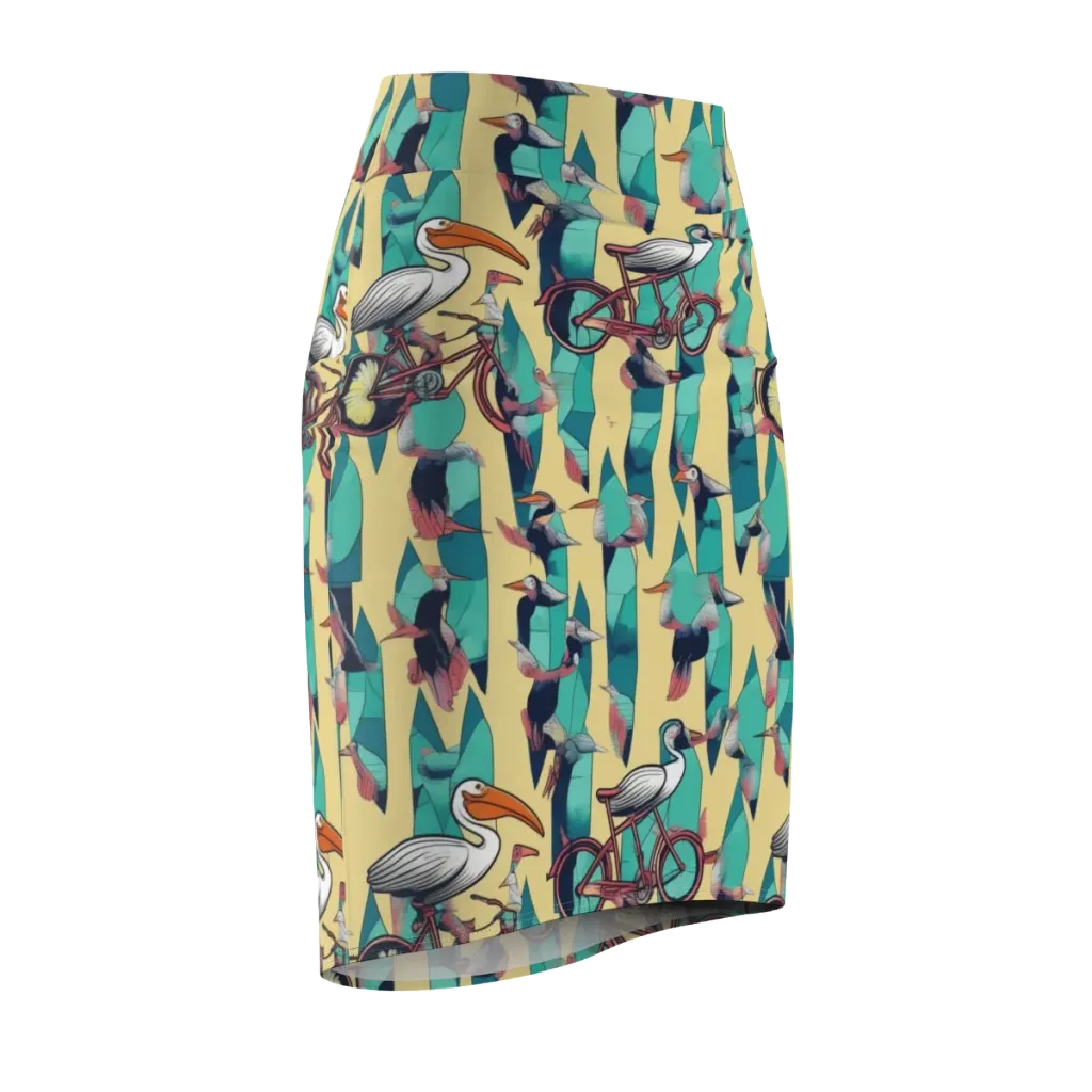 Teal Wings on Pencil Skirt — Front Side